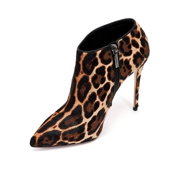 NIB Dolce and Gabbana Leopard Print Leather Women 7 US 37 EUR Ankle Heeled Boots - Picture 4 of 11